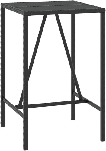 Miniatura 6 de Juego de 3 piezas de bar de patio con cojines de ratán de polietileno negro para jardín, balcón y porche