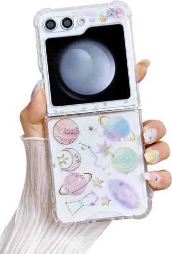 Miniatura 17 de Compatible con Samsung Galaxy Flip 4, funda transparente con flores secas prensadas, para mujeres y niñas, TPU suave a prueba de golpes, funda