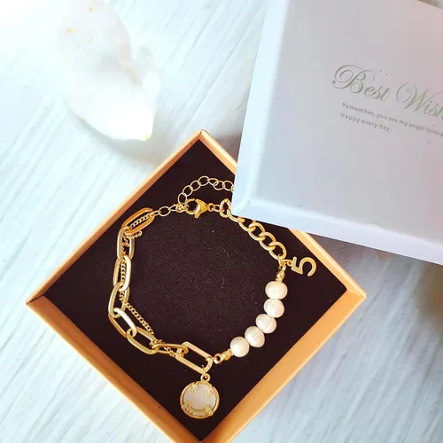 Miniatura 6 de Delicadas pulseras de oro para mujer, pulseras de perlas de agua dulce con caja de regalo, juego de pulseras impermeables ajustables, regalos