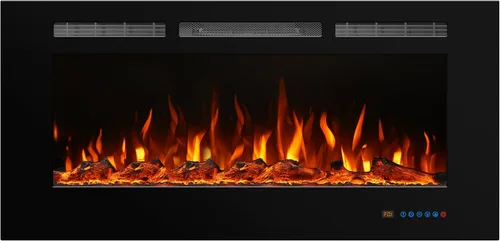 Miniatura 8 de Insertos de chimenea eléctrica inteligente de 36 pulgadas, calentador eléctrico empotrado y montaje en pared y chimenea lineal con aplicación