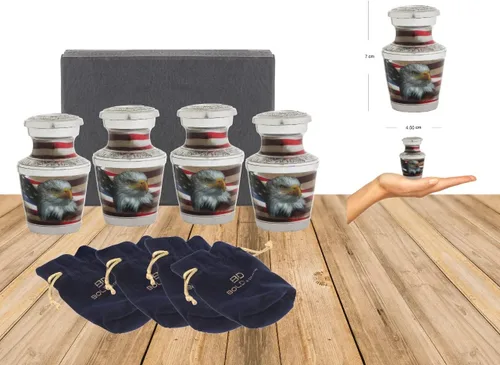 Miniatura 3 de Urnas pequeñas para cenizas humanas para adultos, hombres o mujeres, juego de 4, mini urnas decorativas de bandera estadounidense para veteranos