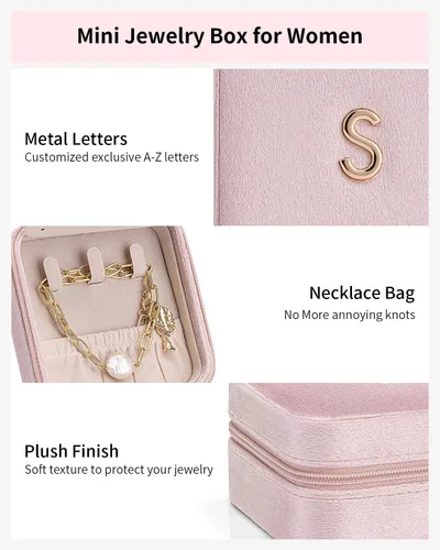 Miniatura 3 de Vlando Artículos esenciales de viaje para mujer, joyero, accesorios de viaje para adolescentes, cosas de moda, organizador de collares, aretes