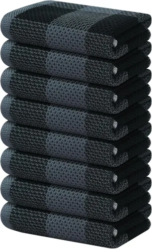 Miniatura 14 de Homaxy Paños de cocina 100% algodón, tejido gofre a cuadros, 12 x 12 pulgadas, toallas para platos súper suaves y absorbentes, de secado rápido