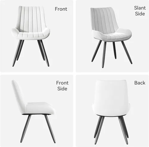 Miniatura 6 de Juego de 2 sillas de comedor modernas de mediados de siglo con cojín suave, cómodas sillas de comedor tapizadas de tela para cocina, color negro