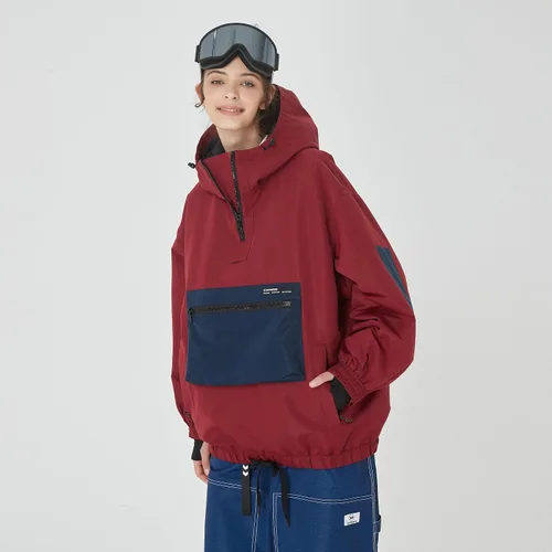 Miniatura 6 de SNOWVERB Chaqueta de snowboard impermeable holgada con aislamiento y bolsillos tipo cargo con capucha y a prueba de viento para hombres y mujeres