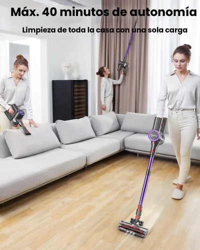 Miniatura 3 de Aspiradora inalámbrica, aspiradora de 25 kPA para el hogar, aspiradora de palo con cepillo antienredos, tiempo de funcionamiento de 40 minutos