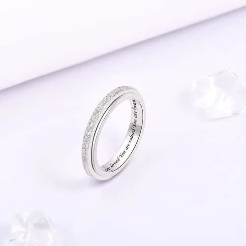 Miniatura 11 de Sterling Silver Spinner Fidget Ring Anti Anxiety Worry Relieving Boredom ADHD Autism Band Ring for Women Men