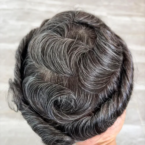 Miniatura 20 de SIMBEAUTY Cabello humano súper natural para hombre, estilo libre de tupé, 10 x 8 pulgadas, sistemas de reemplazo de cabello para hombres
