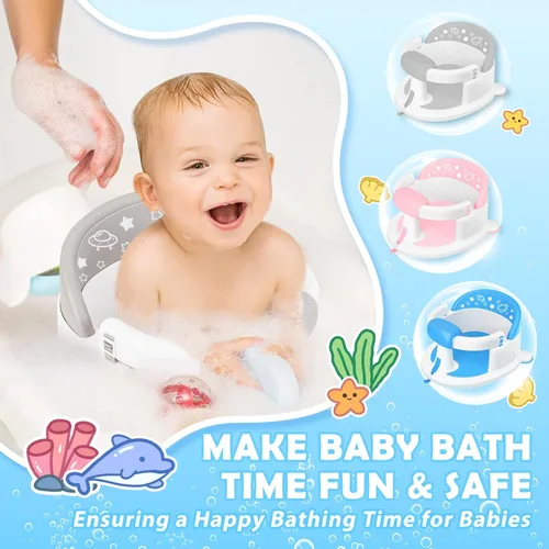 Miniatura 2 de Asiento de baño para bebés de 6 meses en adelante, silla de bañera para bebé, soporte de baño antideslizante para niños pequeños, asiento de baño
