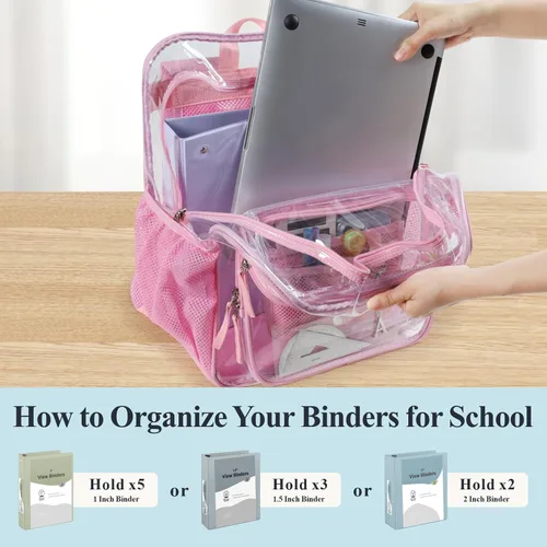 Miniatura 3 de PACKISM Mochila transparente para la escuela - Mochilas transparentes de PVC resistente de 17 pulgadas con múltiples bolsillos