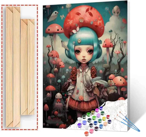 Miniatura 8 de Exquisitas muñecas y mariposas DIY pintura por números para adultos principiantes, estilo único, pintura de flores por número sobre lienzo con Obras
