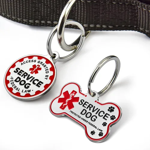 Miniatura 4 de Placa de identificación personalizada grabada para perros de servicio, placa de identificación personalizada de acero inoxidable para perros