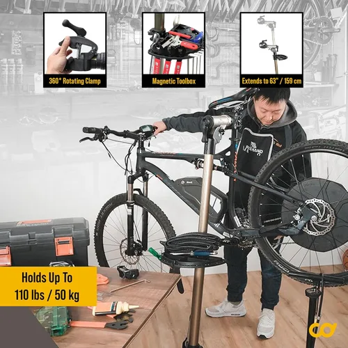 Miniatura 2 de BikeHand Soporte de reparación de bicicletas - Soporte de trabajo portátil para mecánicos de bicicletas para el hogar - para mantenimiento