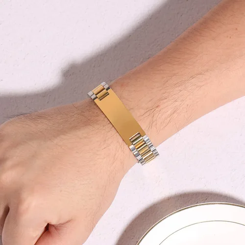 Miniatura 5 de VNOX - Pulsera de metal personalizada para parejas, joyería de metal y acero inoxidable, regalo para aniversario, 8.3 pulgadas