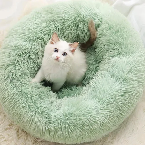 Miniatura 11 de Camas para gatos de interior – Cama para gatos lavable de 20/24 pulgadas, camas para perros pequeños y medianos, antiansiedad, cama redonda de felpa