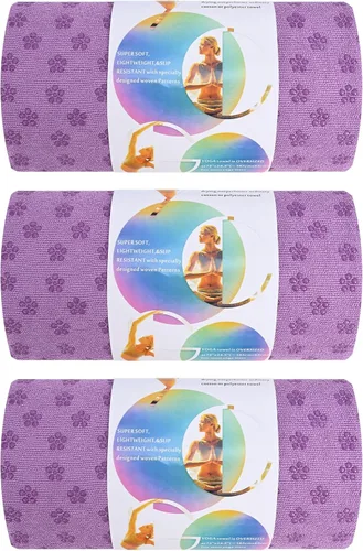 Miniatura 8 de Paquete de 3 toallas de yoga calientes con puntos de flor de ciruelo, toalla antideslizante gris oscuro, toalla de microfibra de gamuza suave súper