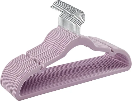 Miniatura 30 de SONGMICS Paquete de 30 perchas de terciopelo antideslizantes con muescas para el hombro, barra para pantalones, gancho giratorio de 360°, ahorro