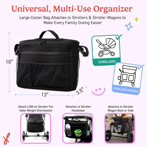 Miniatura 5 de J.L. Childress Cool 'N Cargo - Enfriador y organizador para cochecito y vagón - Ajuste universal - Aislado - Se fija a cochecitos, vagones