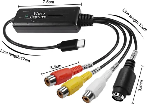 Miniatura 3 de XMSJSIY Convertidor RCA AV a USB C - 1 canal AV NTSC PAL Video S Video/Compuesto a USB Convertidor para teléfono móvil/PC