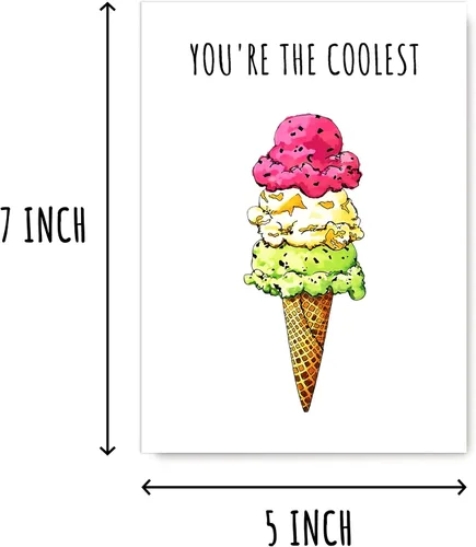 Miniatura 2 de EdgarGifts You're The Coolest - Tarjeta de helado - Tarjeta de amor - Tarjeta de mejor amigo - Tarjeta de cumpleaños - Tarjeta de felicitación linda