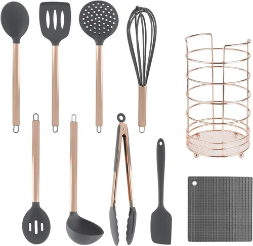 Miniatura 21 de COOK WITH COLOR Juego de utensilios de cocina de silicona, juego de utensilios de cocina, utensilios de cocina de silicona fáciles de limpiar, Rojo