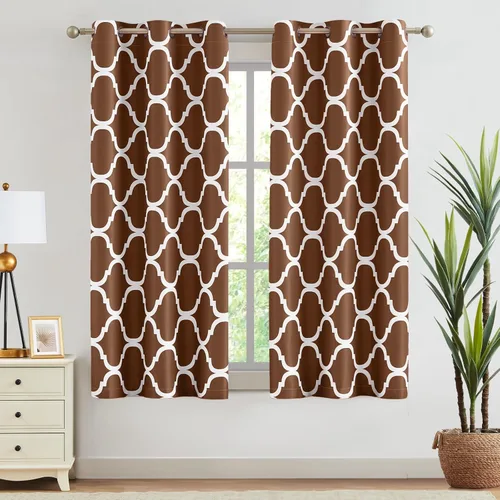 Miniatura 17 de Melodieux - Cortinas opacas estilo marroquí con aislamiento térmico y ojales para oscurecer sala de estar, 2 paneles. Blanco hueso/verde azulado