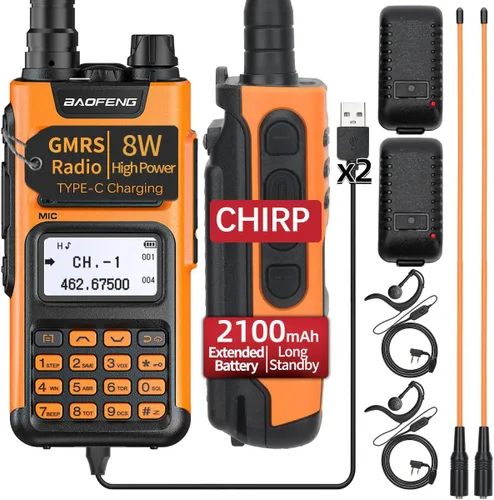 Miniatura 10 de BAOFENG Radio GMRS Portátil de Largo Alcance GM-15 Pro 8W Walkie Talkie con Auricular, Receptor de Clima NOAA, Repetidor GMRS Recargable, Radio