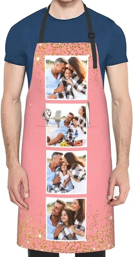 Miniatura 10 de EAQ Delantales personalizados para mujeres y hombres, delantales personalizados con foto personalizada para cocinar, servir, cafetería Delantal