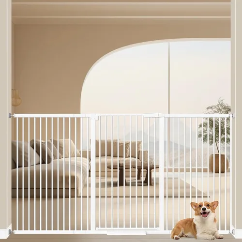 Miniatura 13 de WAOWAO 40.55 pulgadas extra alta 1.37 pulgadas, espacio ultra estrecho de 61.61-69.49 pulgadas, puerta extra ancha para perros, mascotas, bebé, Negro