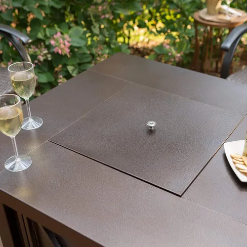 Miniatura 10 de Hiland GSF-DGH Fogata cuadrada de propano con tapa, 40,000 BTU, bronce decorativo