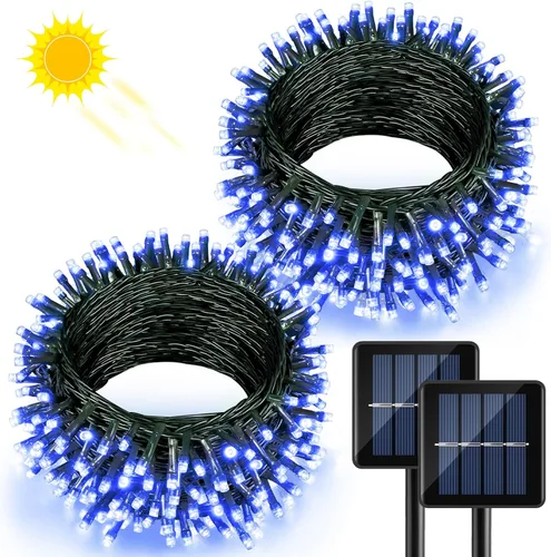 Miniatura 14 de 2 Pack de luces solares de Navidad para exteriores, tira de luces solares de 80 pies con 240 LED para exteriores, impermeables, 8 modos de luz