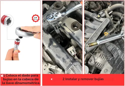 Miniatura 9 de BILITOOLS Juego de 7 llaves magnéticas giratorias para bujías con herramienta de hueco, unidad de 3/8 pulgadas, 9/16 pulgadas, 5/8 pulgadas, 0.551
