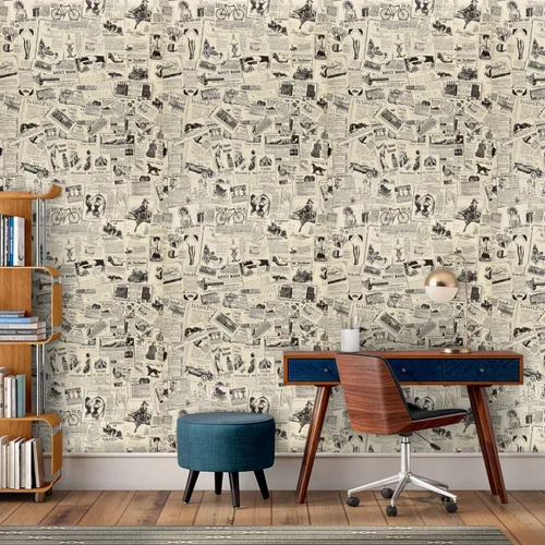 Miniatura 6 de WENMER Papel de contacto de periódico – 17.71' x 236' papel tapiz vintage despegable y adhesivo autoadhesivo removible rollo de papel tapiz