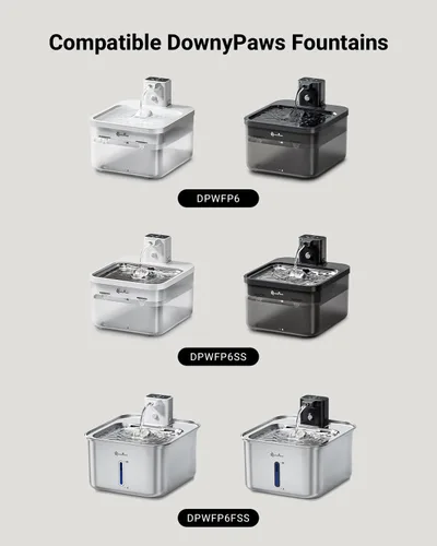 Miniatura 2 de DownyPaws Paquete de 6 filtros de repuesto para fuente de agua para gatos con pilas DPWFP6, juego de filtros de repuesto de 3 meses