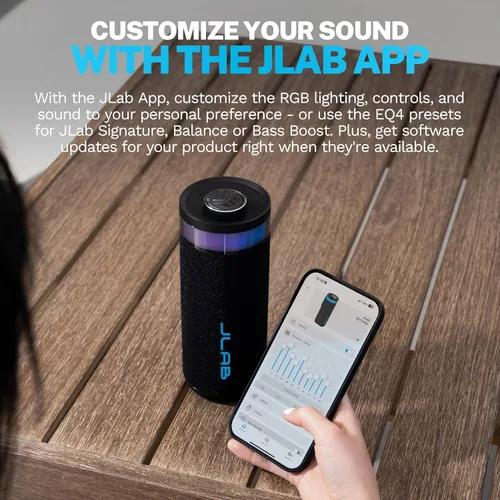 Miniatura 7 de JLab Go Party - Altavoz Bluetooth portátil, color negro medianoche, 10 vatios de potencia, más de 16 horas de reproducción, impermeabilización IP56