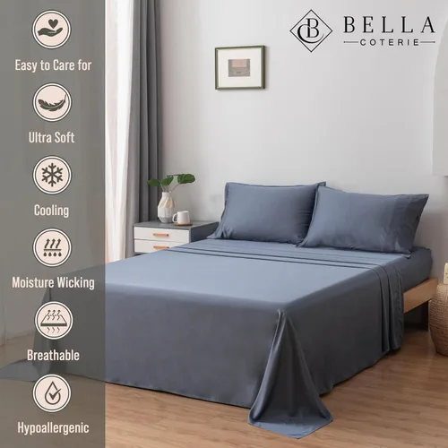 Miniatura 3 de Bella Coterie - Juego de sábanas de lujo de viscosa de bambú para cama tamaño split king 2 sábanas ajustadas para camas Sleep Number y ajustables