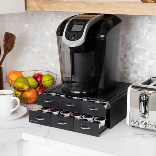 Miniatura 2 de Mind Reader - Organizador de cápsulas de café de una porción con 2 cajones, capacidad para 72 cápsulas, para encimera, 14"L x 12.25"W x 4.75"H, negro