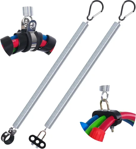 Cheemuii Kit de 2 Resortes Tensores Individuales de 25" con Soporte de Manguera 3 en 1 y Soporte de Abrazadera de 3 Orificios, Resorte Tensor de