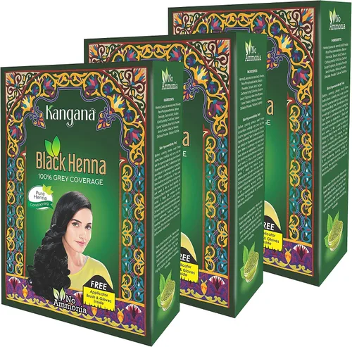 Miniatura 8 de Tinte de cabello de henna marrón oscuro, tinte natural sin amoníaco para cabello gris, 6 bolsas x 2.16 onzas Kangana