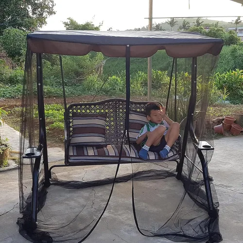Miniatura 7 de Mosquitera para columpio con techo impermeable, cubierta rectangular de malla para toldo para patio al aire libre, porche, 2/3 plazas, protección