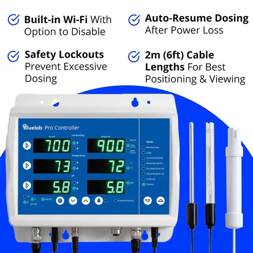 Miniatura 3 de Bluelab Pro Controller Wi-Fi Monitor digital totalmente automatizado 24/7 para dosificación hidropónica de múltiples nutrientes y pH con sonda