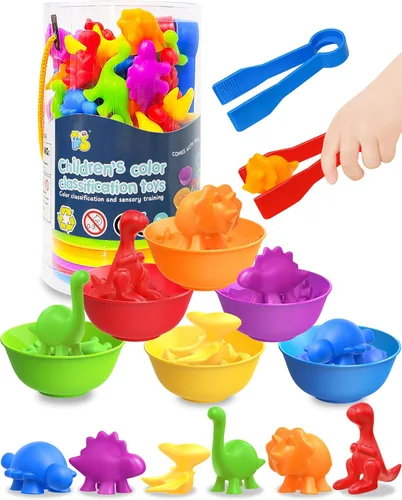 Miniatura 8 de Yetonamr Juguetes Montessori de contar dinosaurios para niños y niñas de 3, 4 y 5 años, actividades de aprendizaje preescolar, juguete para niños