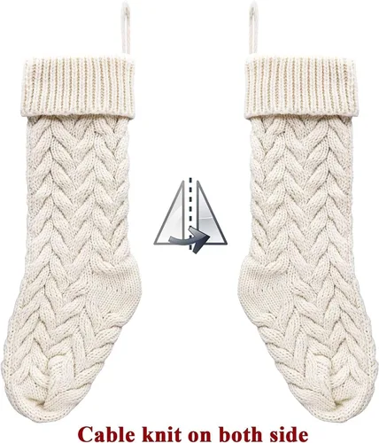 Miniatura 4 de Calcetines de Navidad, paquete de 3 unidades de 18 pulgadas, de gran tamaño, punto trenzado, rústico, decoraciones personalizadas para decoración