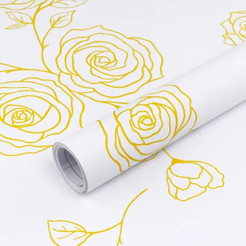 Miniatura 11 de Amiya Papel tapiz floral negro y dorado, línea de papel tapiz para despegar y pegar, estilo bohemio, retro, renovación de dormitorios, armarios
