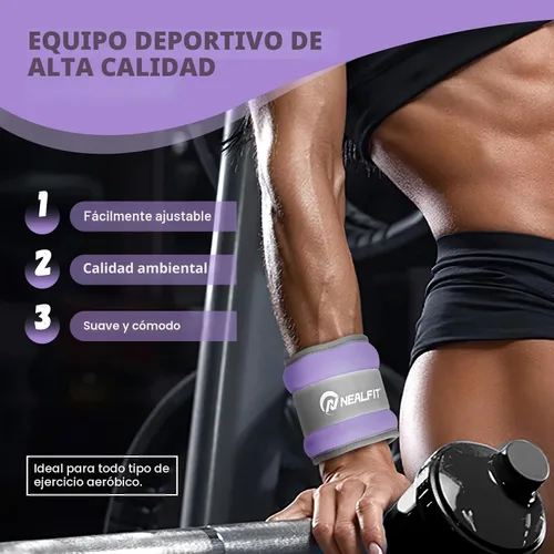 Miniatura 4 de NEALFIT Pesas de tobillo para hombres, mujeres y niños, pesas para piernas, brazos y muñecas con correa ajustable para correr, gimnasia, aeróbica