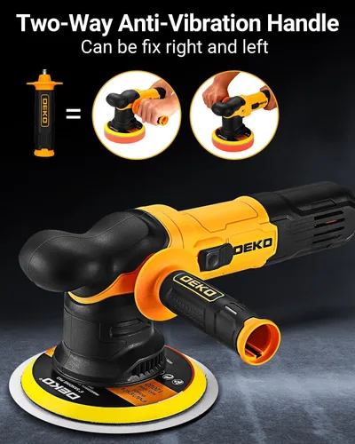 Miniatura 5 de DEKOPRO Pulidora de Buffer para Automóvil, Pulidora Orbital de Buffer de Doble Acción de 6 Pulgadas, 6 Velocidades Variables 1800-5500OPM, Kit