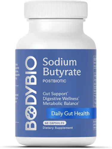 BodyBio Butirato - Postbiótico para la Salud Intestinal, Apoyo Digestivo, Alivio de Hinchazón, Gases y Estreñimiento, Reparación de Intestino