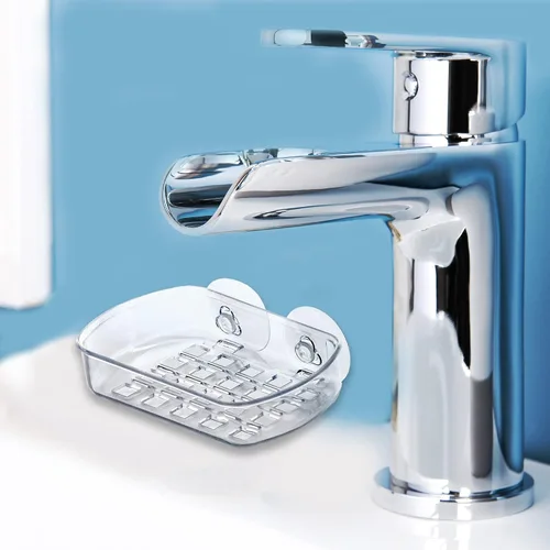 Miniatura 5 de Estuche para jabón, soporte con ventosas, 5.25 pulgadas de largo, plástico acrílico transparente, jabón en barra, esponja, recipiente para artículos