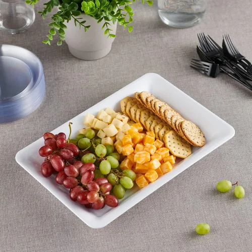 Miniatura 2 de Plasticpro - Bandejas de plástico para servir, rectangulares, 10 x 14 pulgadas, plato desechable para fiesta, color negro, paquete de 4