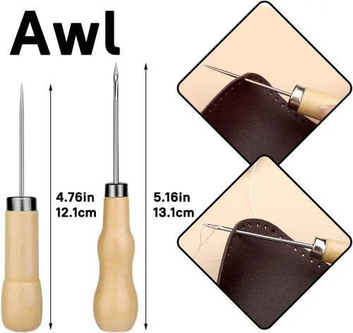 Miniatura 4 de Kit de costura de reparación de tapicería, kit de costura de cuero resistente, kit de trabajo de cuero con 8 hilos de tapicería, agujas de tapicería